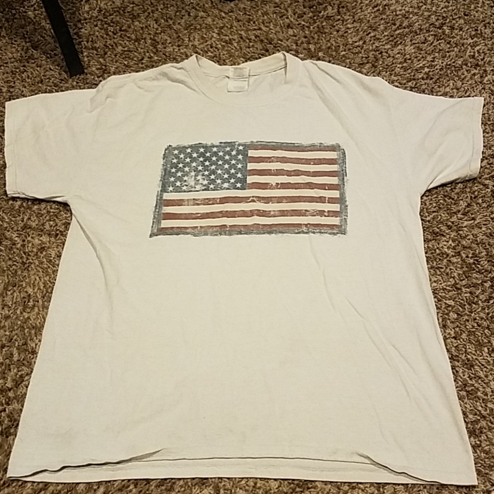 Mens patriotic holiday white t shirt tee large